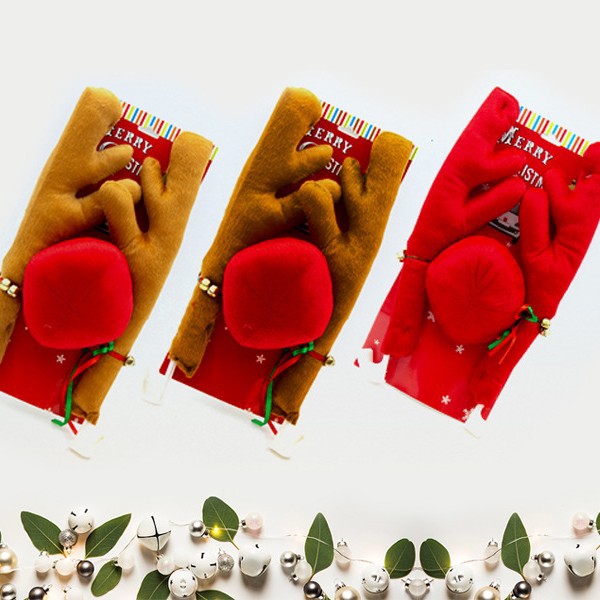 Christmas Car Antlers Short Plush Decorations
