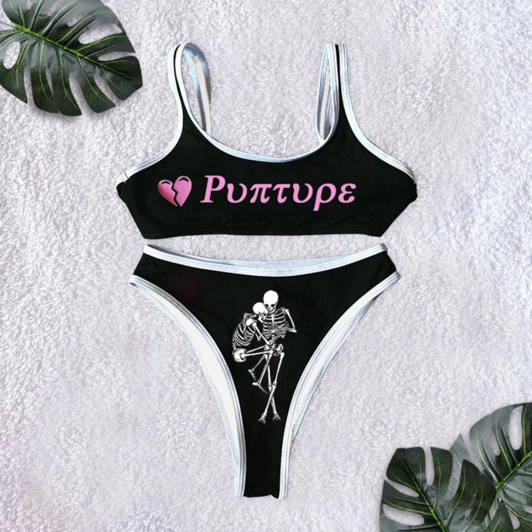 Fashion Pit-Printed Bikini Swimwear