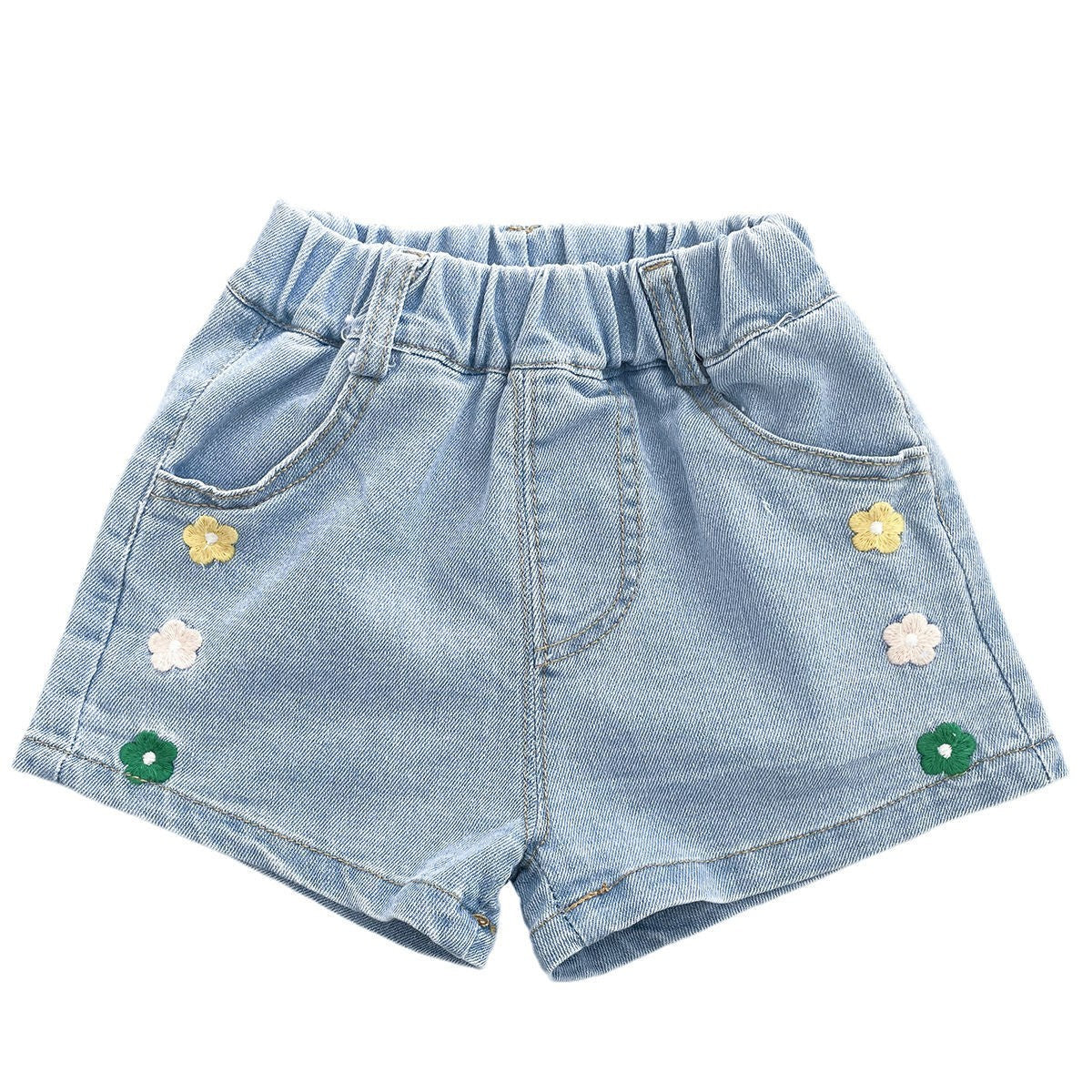 Girls Denim Shorts Cotton Elastic Waist