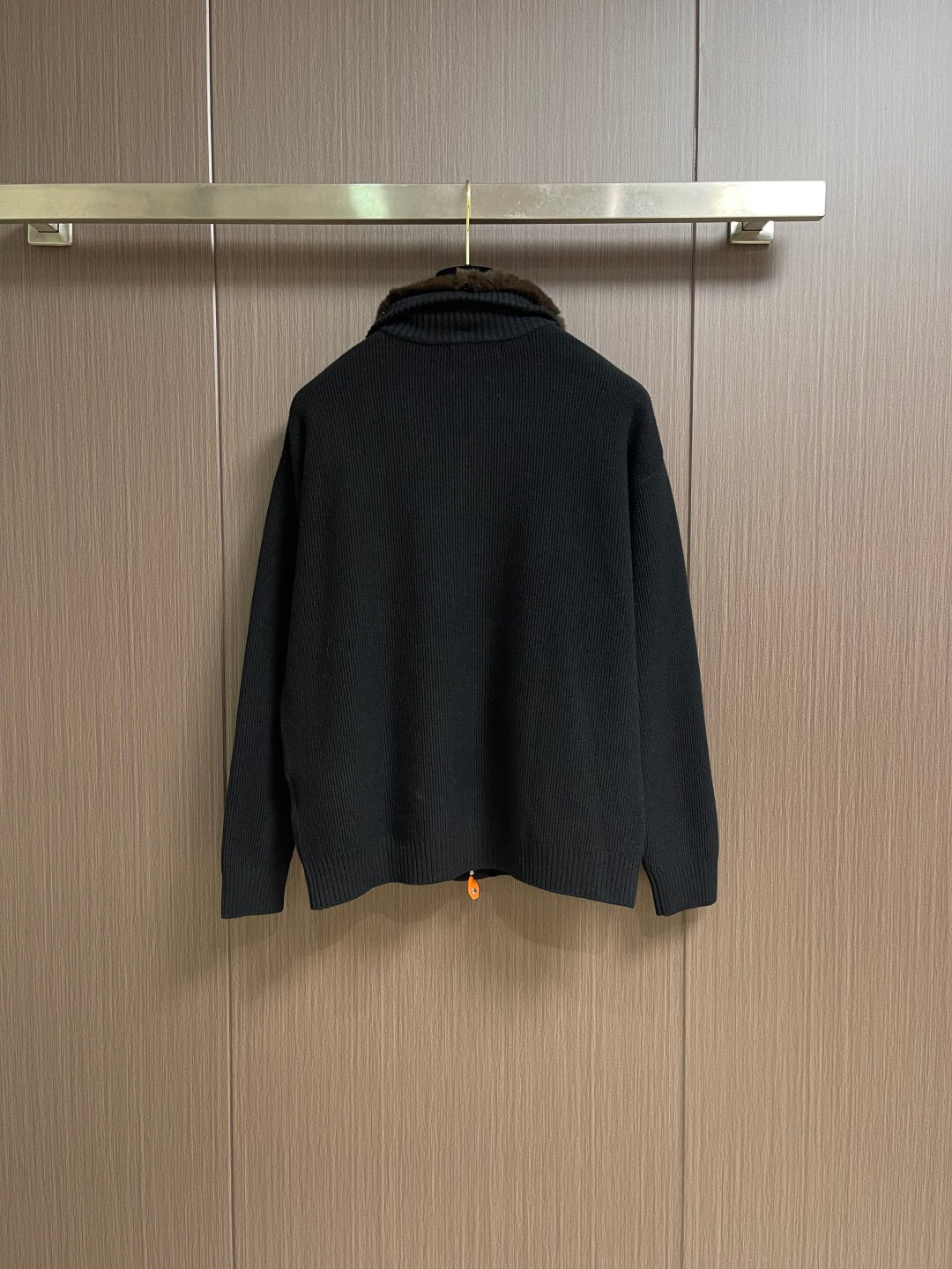 Down-lined zipper knitted cardigan