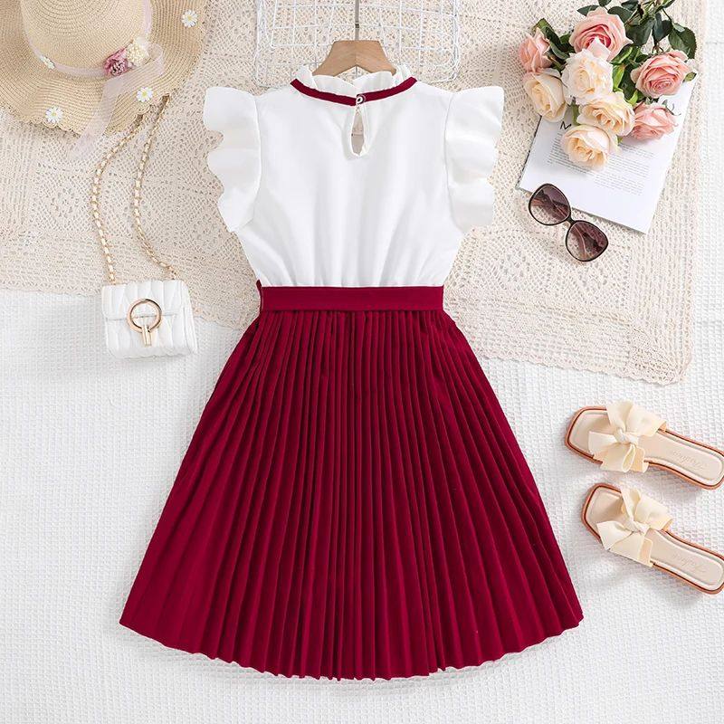 Petal Sleeves Pleated  Skirt
