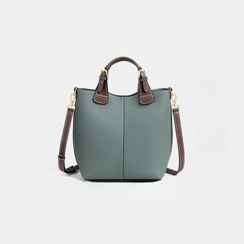 Large capacity genuine leather crossbody shoulder bag