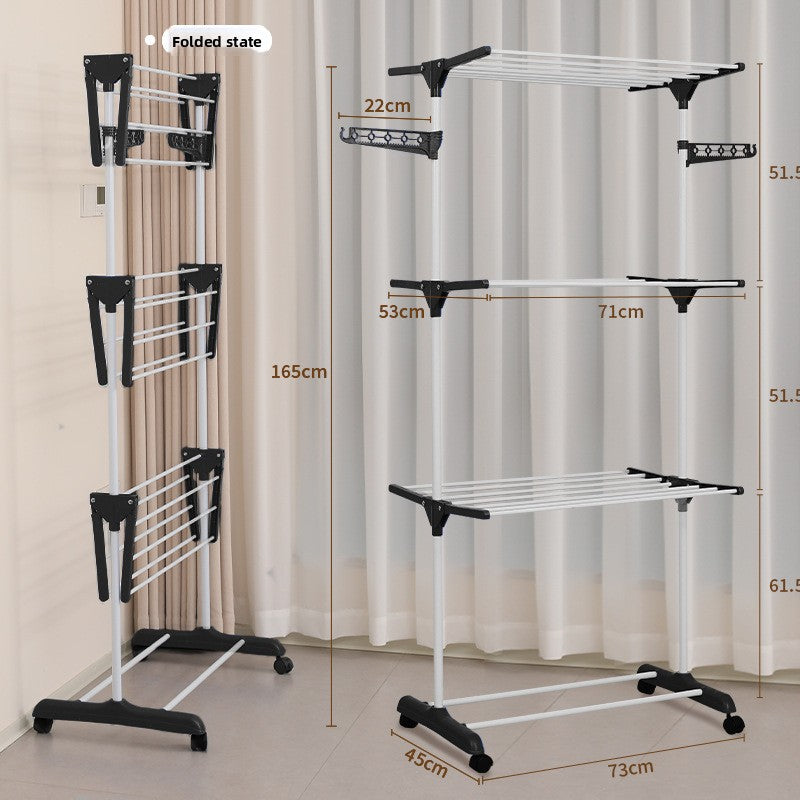 Floor-mounted mobile clothes drying rack